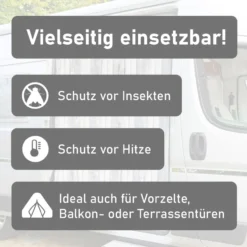 Flauschvorhang 90x200cm grau-hellgrau, Fliegenschutz, Türvorhang Wohnwagen