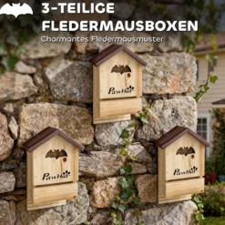 Fledermauskasten 3er Set aus Tannenholz Fledermaushaus Nistkasten zum Aufhängen