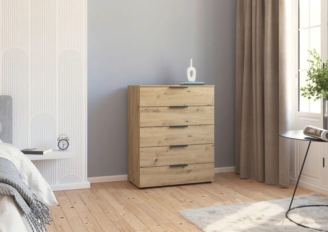 Flipp Kommode mit 5 Schubkästen, Eiche Artisan