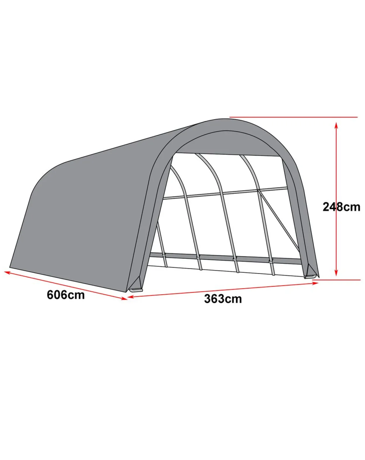 Folien Autogarage, ca. 360 x 610 x 240 cm - Grau