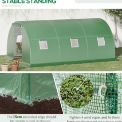 Foliengewächshaus begehbares Polytunnel 4,5 x 3 m Dunkelgrün