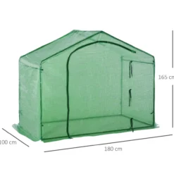 Foliengewächshaus Frühbeet mit Fenster und Tür Grün Stahl PVC-Kunststoff 180 x 100 x 165 cm