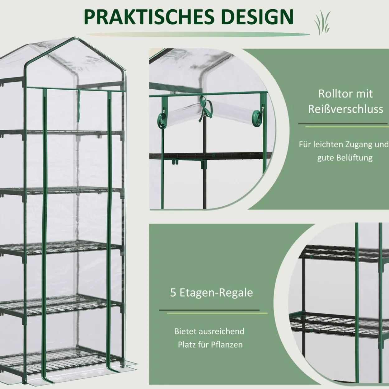 Foliengewächshaus Mini-Gewächshaus mit 5 Regale Transparent