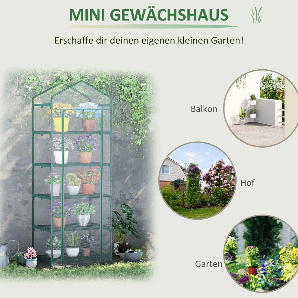 Foliengewächshaus Mini-Gewächshaus mit 5 Regale Transparent