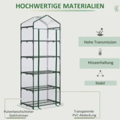 Foliengewächshaus Mini-Gewächshaus mit 5 Regale Transparent