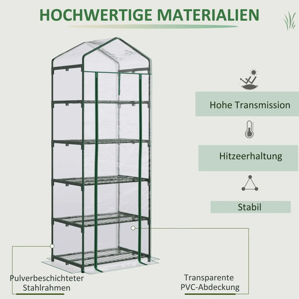 Foliengewächshaus Mini-Gewächshaus mit 5 Regale Transparent