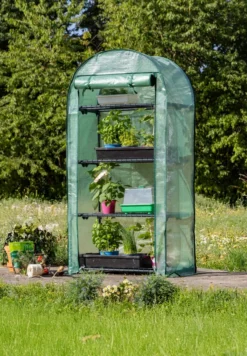 Foliengewächshaus mit 4 Ablagen, Grün