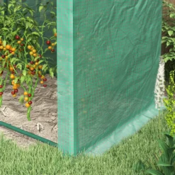 Foliengewächshaus Tomatengewächshaus Treibhaus Folientunnel Frühbeet 4 Fenster und 2 Türen Grün