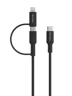 Fontastic 2in1 Datenkabel Typ-C > Typ-C +Lightning Farbe:Schwarz