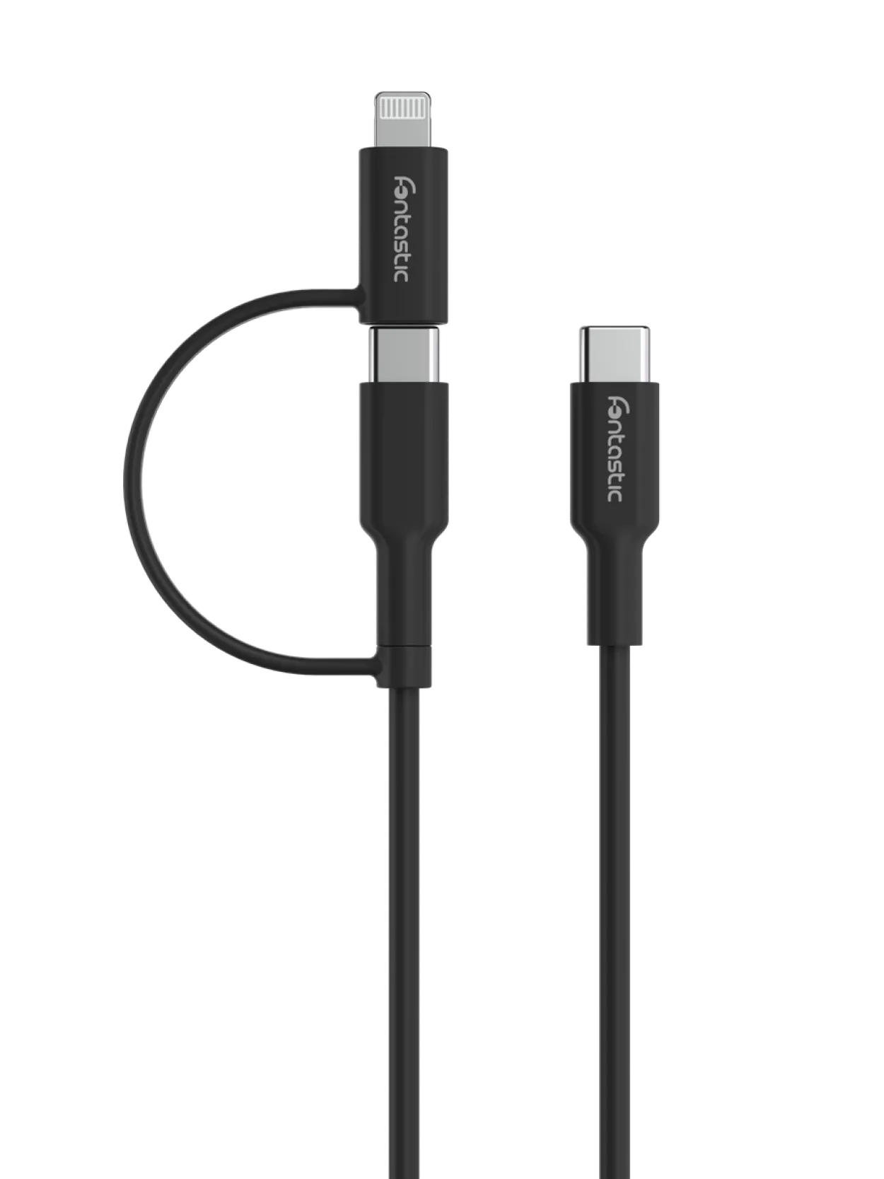 Fontastic 2in1 Datenkabel Typ-C > Typ-C +Lightning Farbe:Schwarz