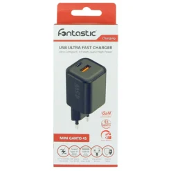 Fontastic USB Ultra Schnell-Reiselader Mini GaNto45 schwarz