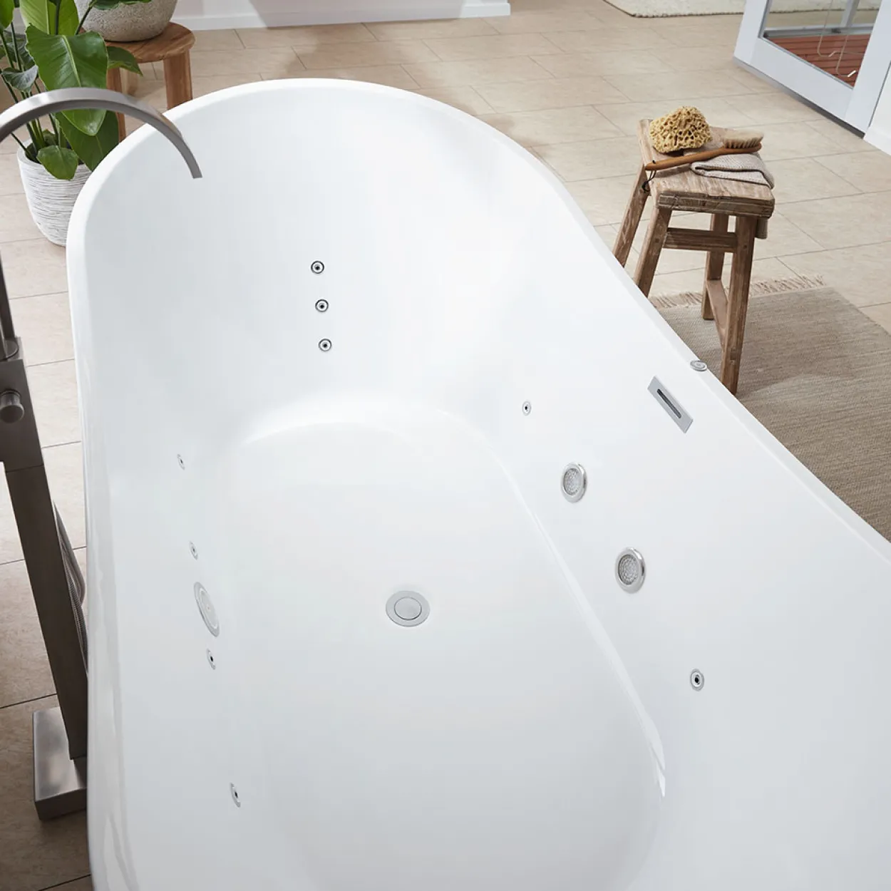 Freistehende Whirlpool Badewanne OVALO PLUS