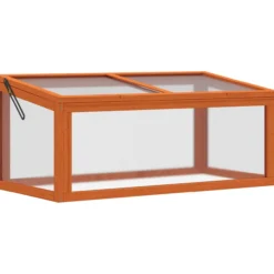 Frühbeet Gewächshaus mit Abdeckung aus Holz + Polycarbonat wetterfest Orange 90x46x40cm