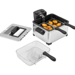 Fritteuse mit 5L Kapazität, Einstellbare Temperatur & Timer, Sichtfenster, 2000W