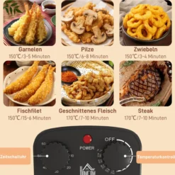 Fritteuse mit 5L Kapazität, Einstellbare Temperatur & Timer, Sichtfenster, 2000W