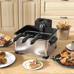 Fritteuse mit 5L Kapazität, Einstellbare Temperatur & Timer, Sichtfenster, 2000W
