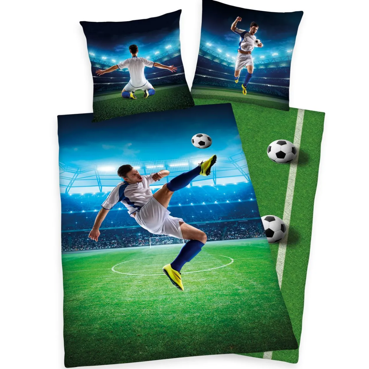 Fußball Bettwäsche Größe 80x80 + 135x200 cm