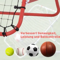 Fußball Rebounder Kickback Tor Rückprallwand Netz Metallrohr+PE Gewebe Rot 96 x 80 x 96 cm