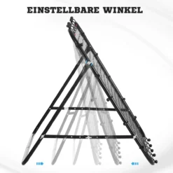 Fußball Rebounder Kickback Tor Rückprallwand Netz für Baseball Fußball Fußballtor für Training Verstellbarer Winkel Metallrohr PE Gewebe 96 x 80 x 96 cm Schwarz