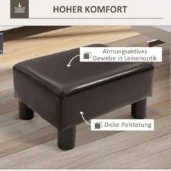 Fußhocker Sitzhocker, Rechteckiger Ottoman, Fußstütze aus Kunstleder