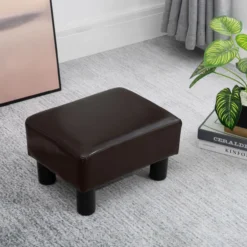 Fußhocker Sitzhocker, Rechteckiger Ottoman, Fußstütze aus Kunstleder