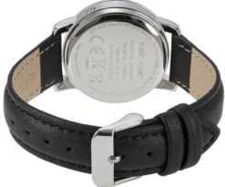 Funk-Armbanduhr Damen, Metall-Gehäuse, Leder-Uhrband