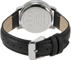 Funk-Armbanduhr Damen, Metall-Gehäuse, Leder-Uhrband