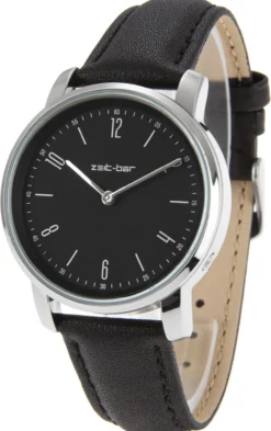 Funk-Armbanduhr Damen, Metall-Gehäuse, Leder-Uhrband
