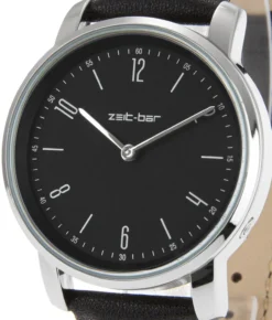 Funk-Armbanduhr Damen, Metall-Gehäuse, Leder-Uhrband