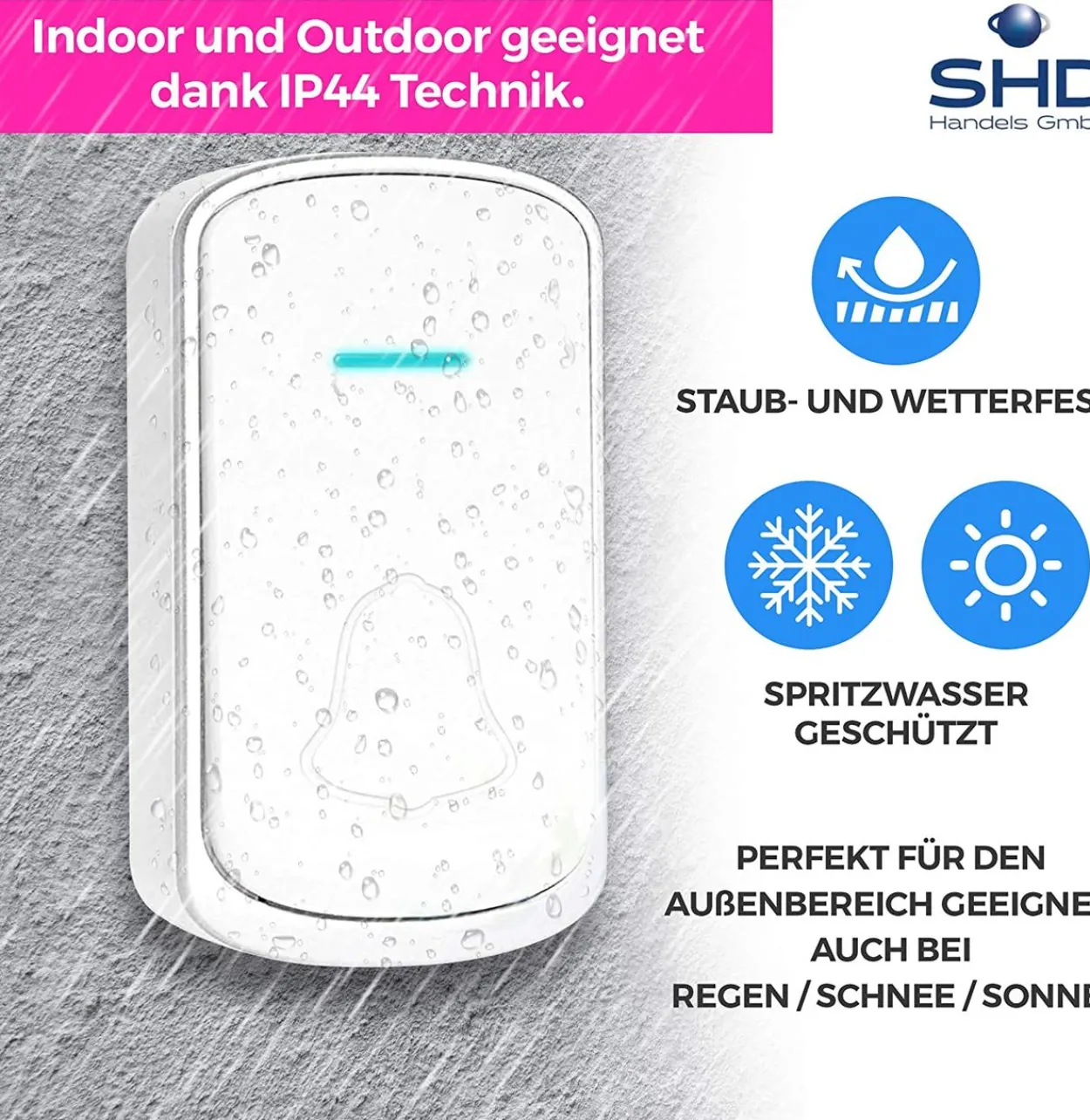 Funkklingel mit akkustischem und optischen Signal