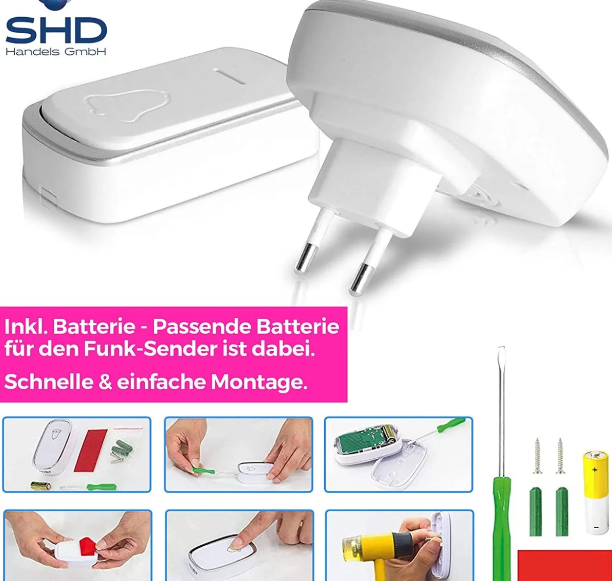 Funkklingel mit akkustischem und optischen Signal