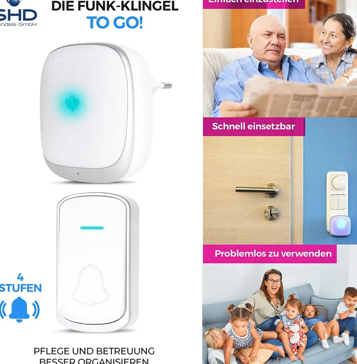 Funkklingel mit akkustischem und optischen Signal