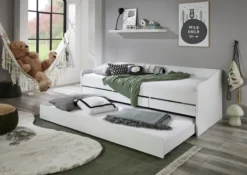 Funktionsbett JILL 90x200 ohne Lattenrost, 3 Schubladen u. Bettschublade Dekor Weiß