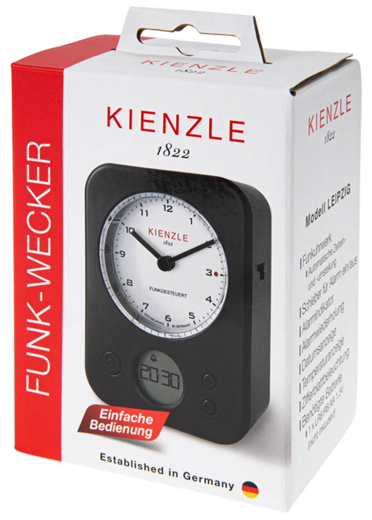 Funk-Wecker "LEIPZIG" mit Datums- und Temperaturanzeige