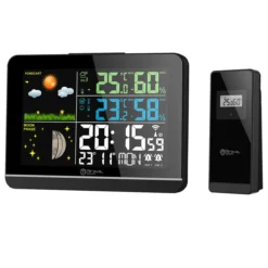 Funk-Wetterstation mit Farbdisplay Außensensor Schimmelwarner Hygrometer Barometer Datumsanzeige