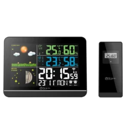 Funk-Wetterstation mit Farbdisplay Außensensor Schimmelwarner Hygrometer Barometer Datumsanzeige