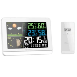 Funk-Wetterstation mit Farbdisplay Außensensor Schimmelwarner Hygrometer Barometer Datumsanzeige