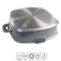FUTURE Eckpfanne mit Siebglasdeckel, 2Thermogriffschützern