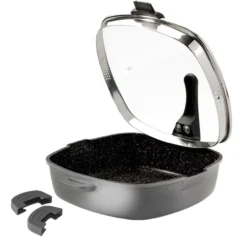 FUTURE Eckpfanne mit Siebglasdeckel, 2Thermogriffschützern