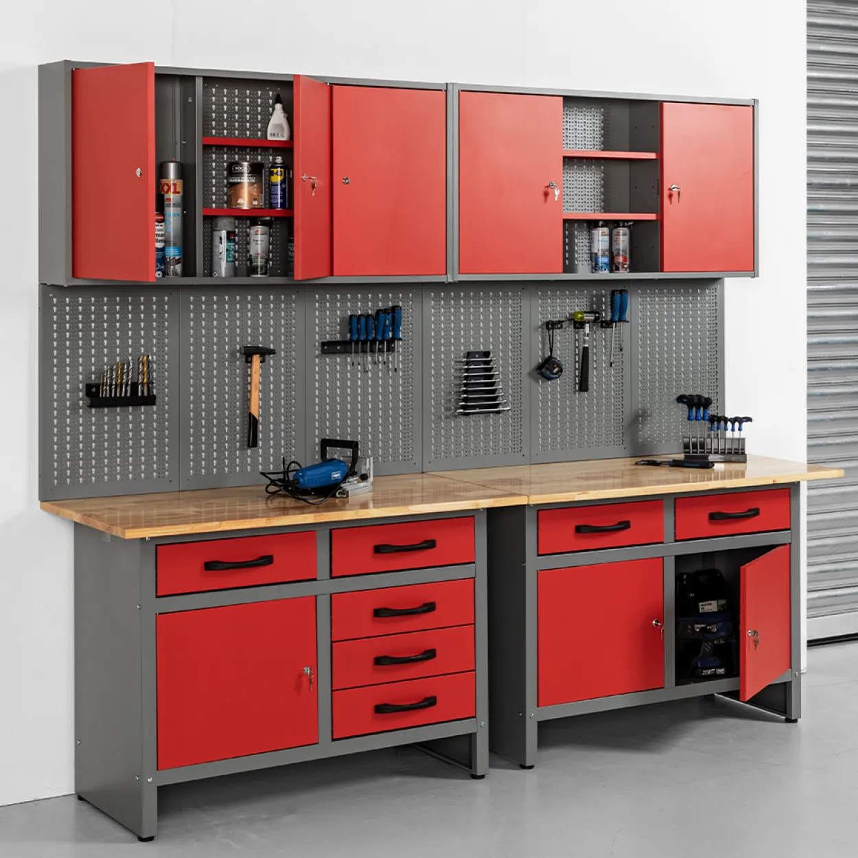 Garagenschrank 6tlg. rot 240 cm