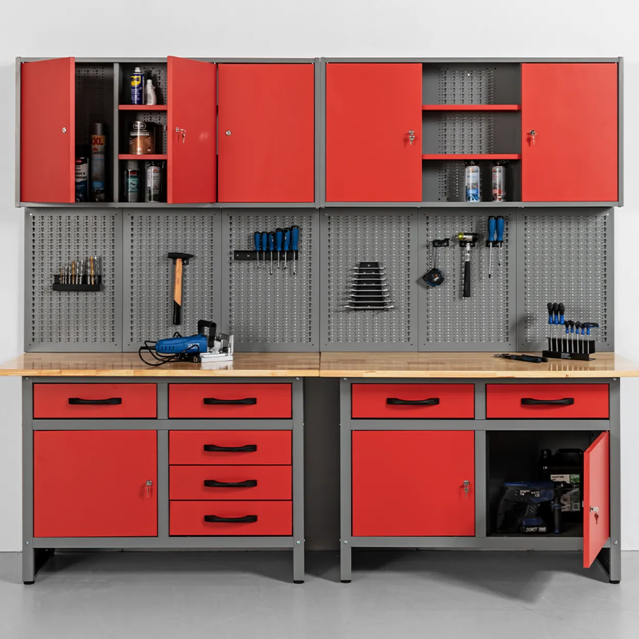 Garagenschrank 6tlg. rot 240 cm