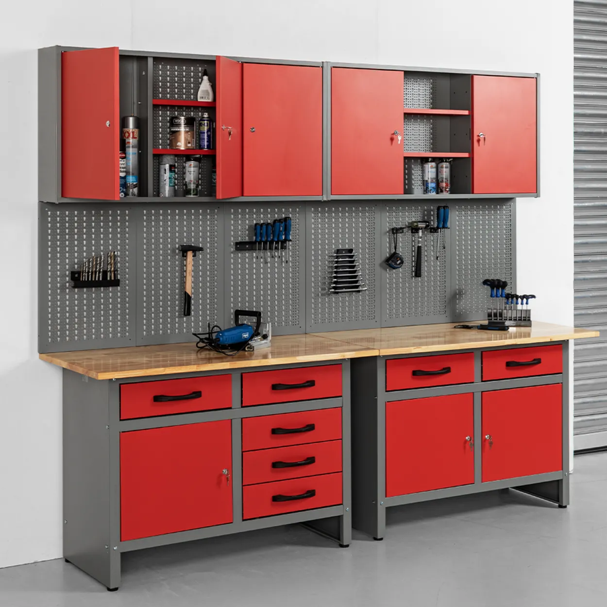 Garagenschrank 6tlg. rot 240 cm