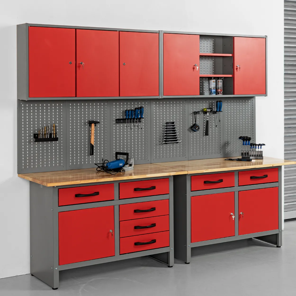 Garagenschrank 6tlg. rot 240 cm