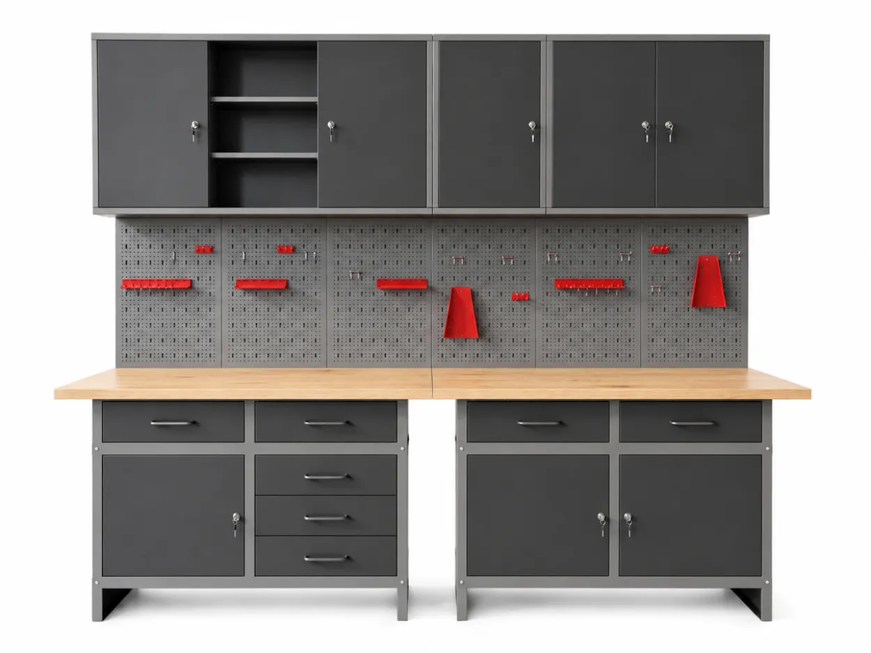 Garagenschrank 7tlg. schwarz 240 cm