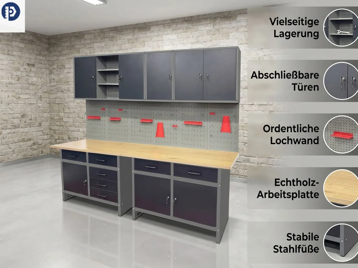 Garagenschrank 7tlg. schwarz 240 cm