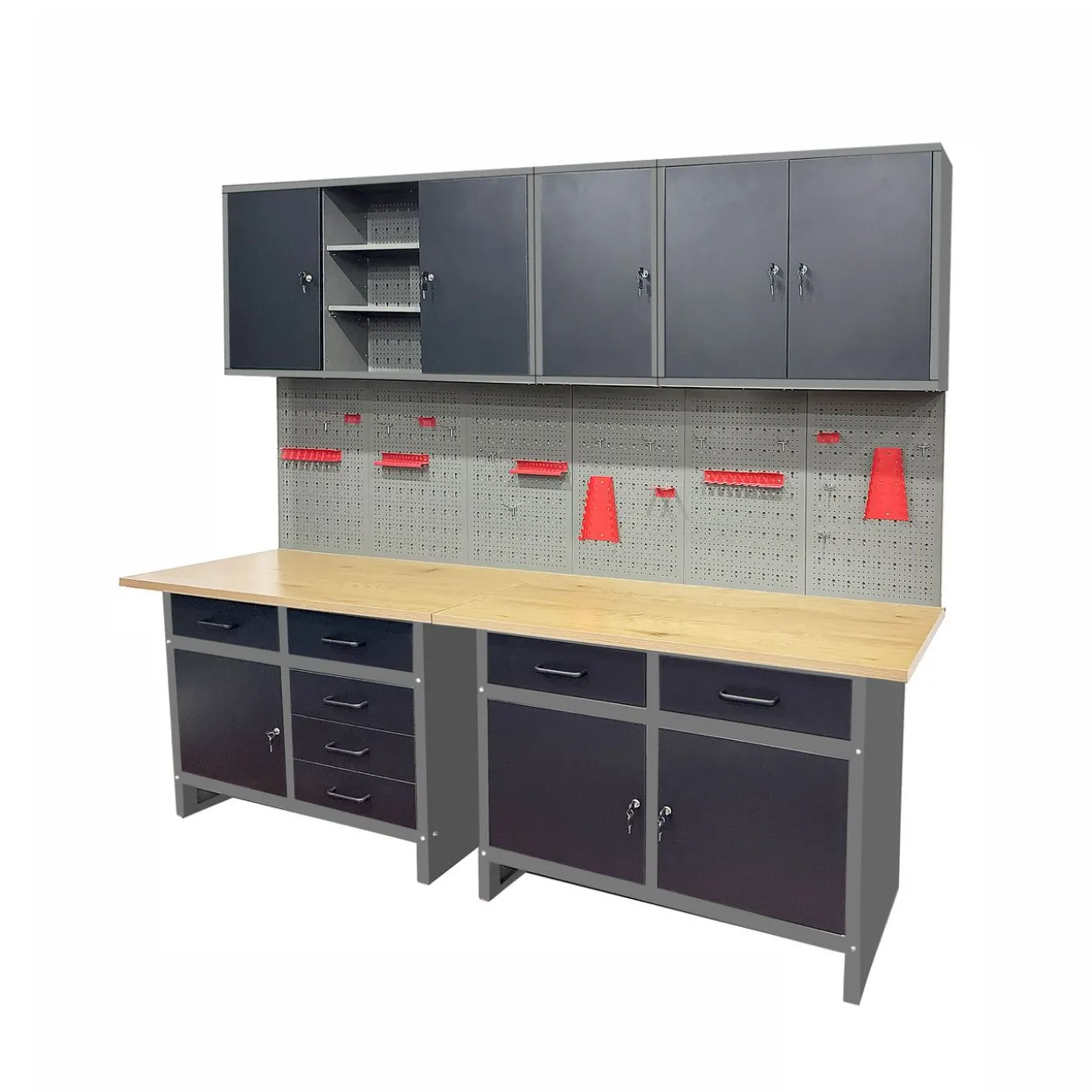 Garagenschrank 7tlg. schwarz 240 cm