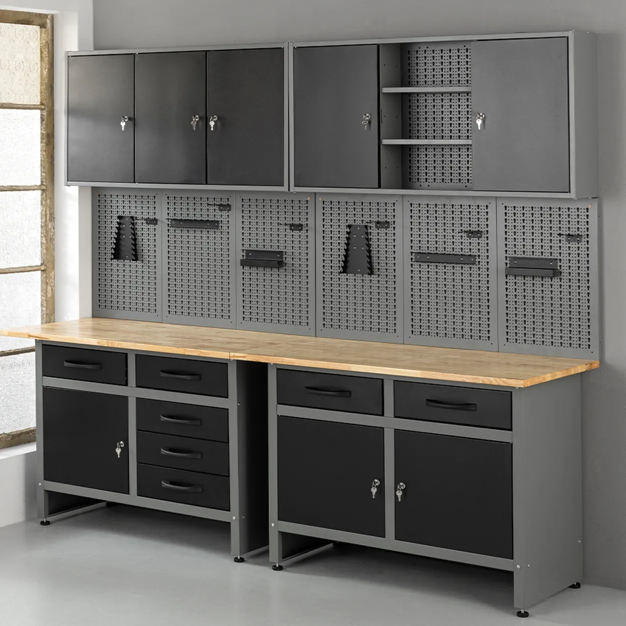 Garagenschrank 6tlg. schwarz 240 cm