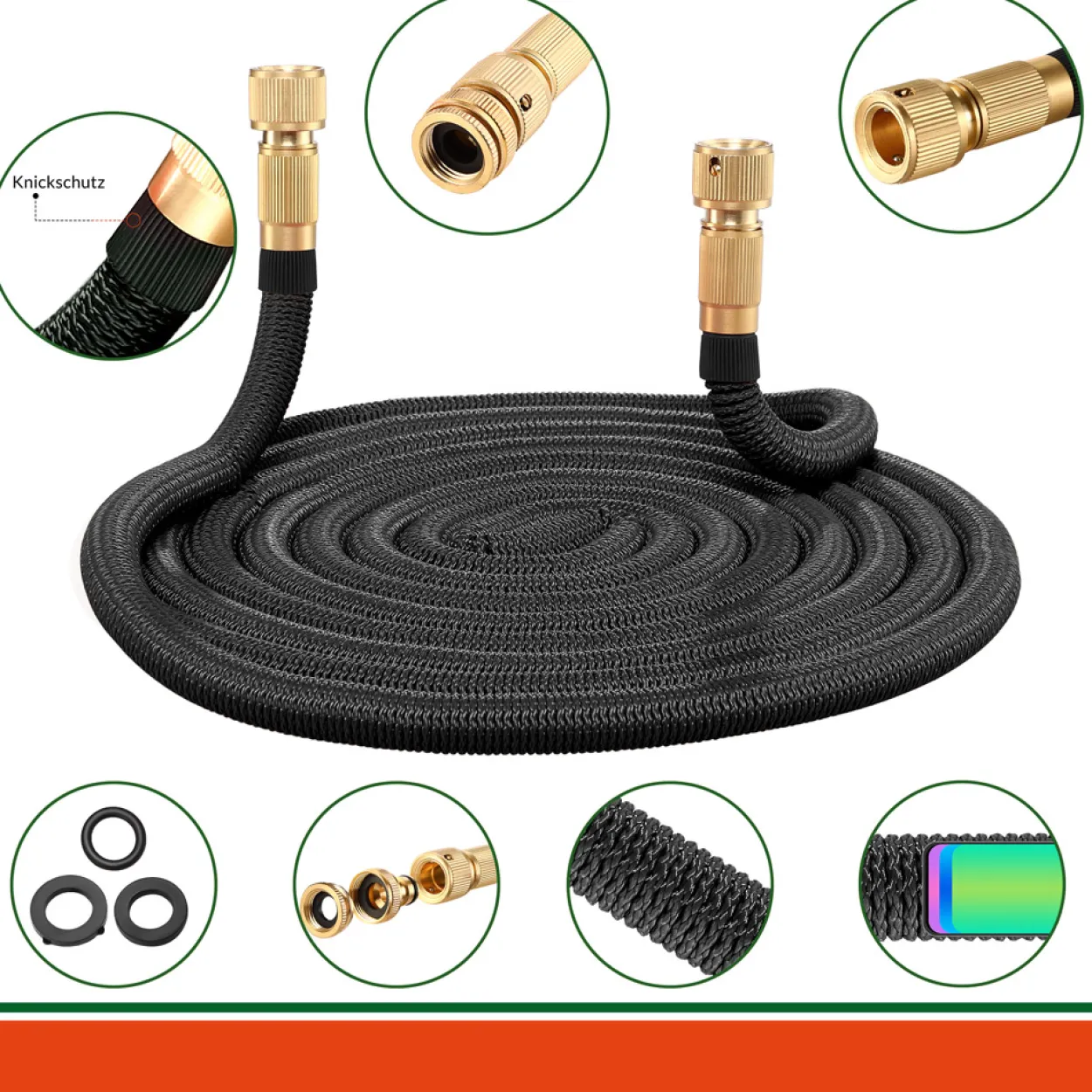 Gardebruk Gartenschlauch Schwarz 7,5m flexibel