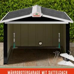 Gardebruk Mähroboter Garage Anthrazit Metall 86x100x63cm
