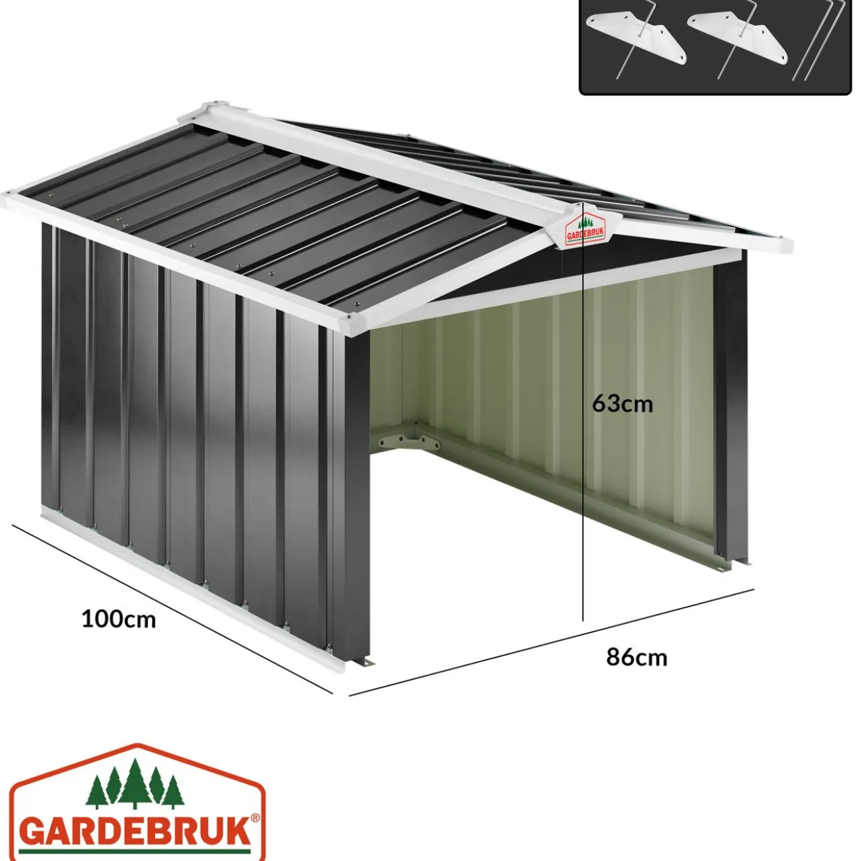 Gardebruk Mähroboter Garage Anthrazit Metall 86x100x63cm